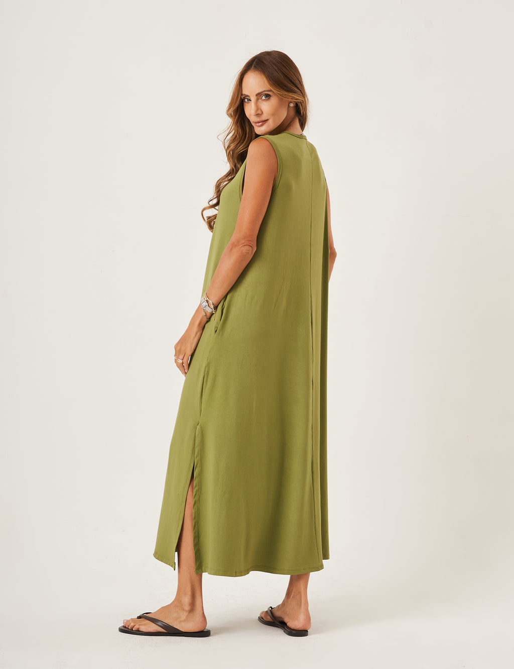 Vestido Longo Clara Verde Oliva