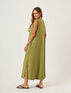 Vestido Longo Clara Verde Oliva