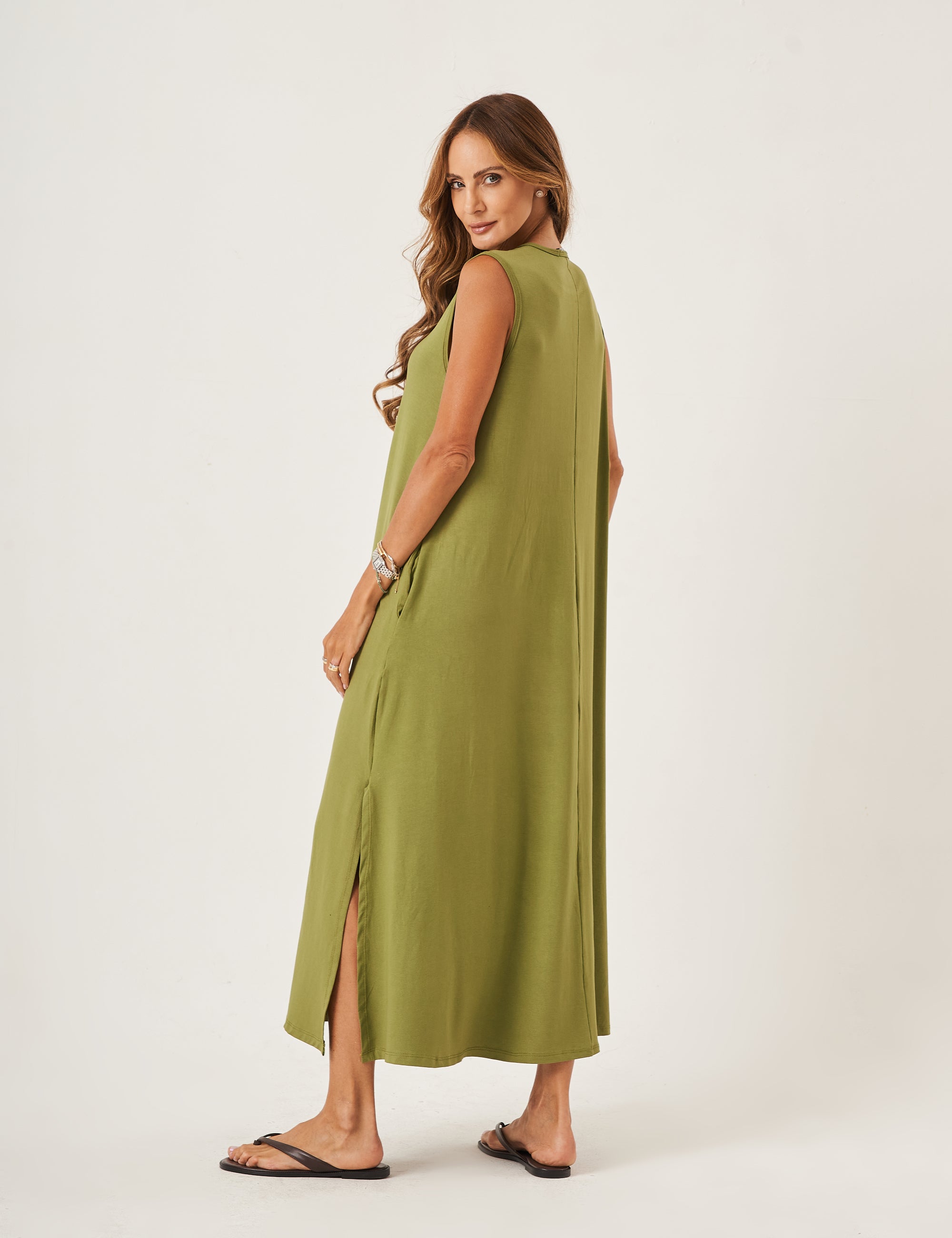 Vestido Longo Clara Verde Oliva
