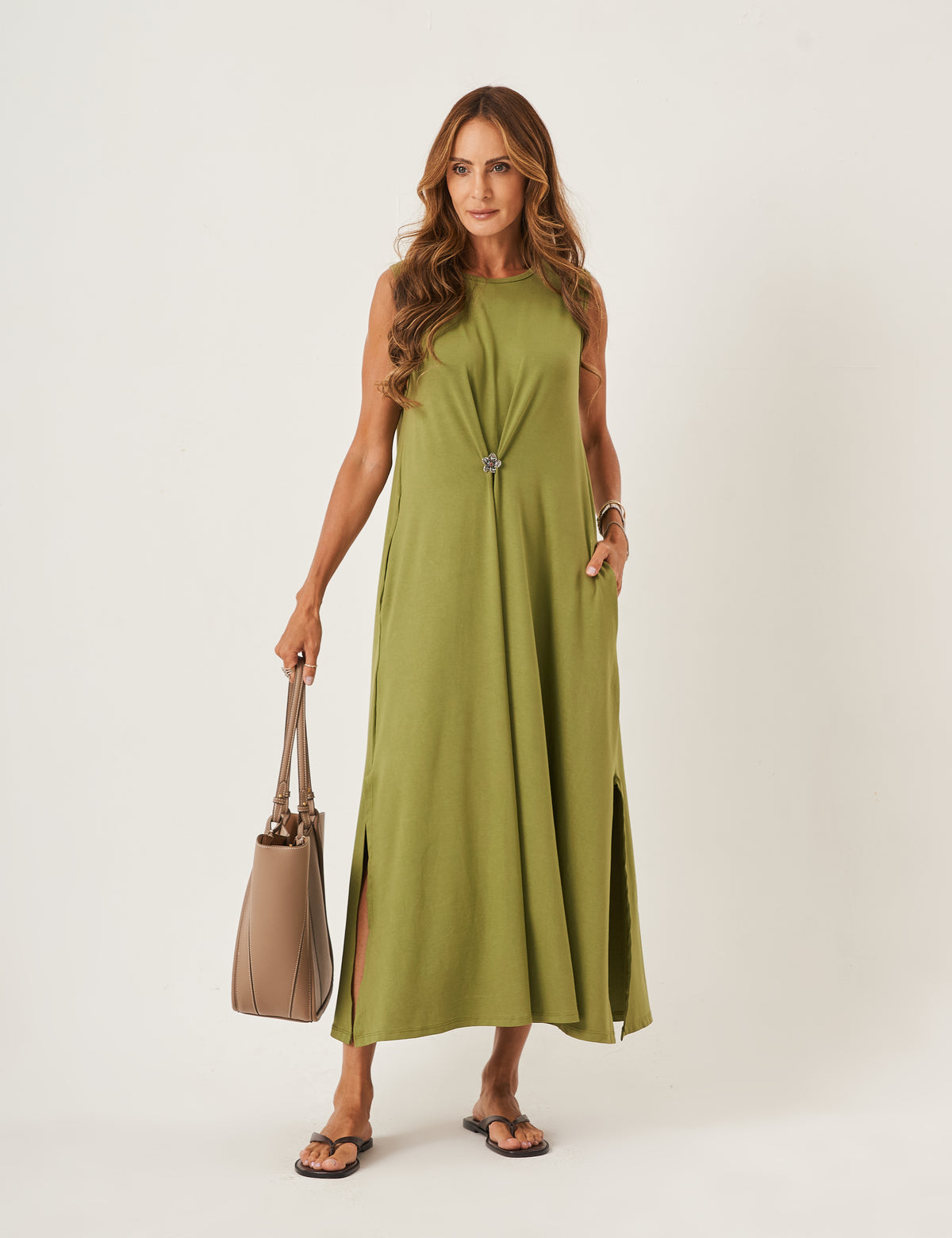 Vestido Longo Clara Verde Oliva