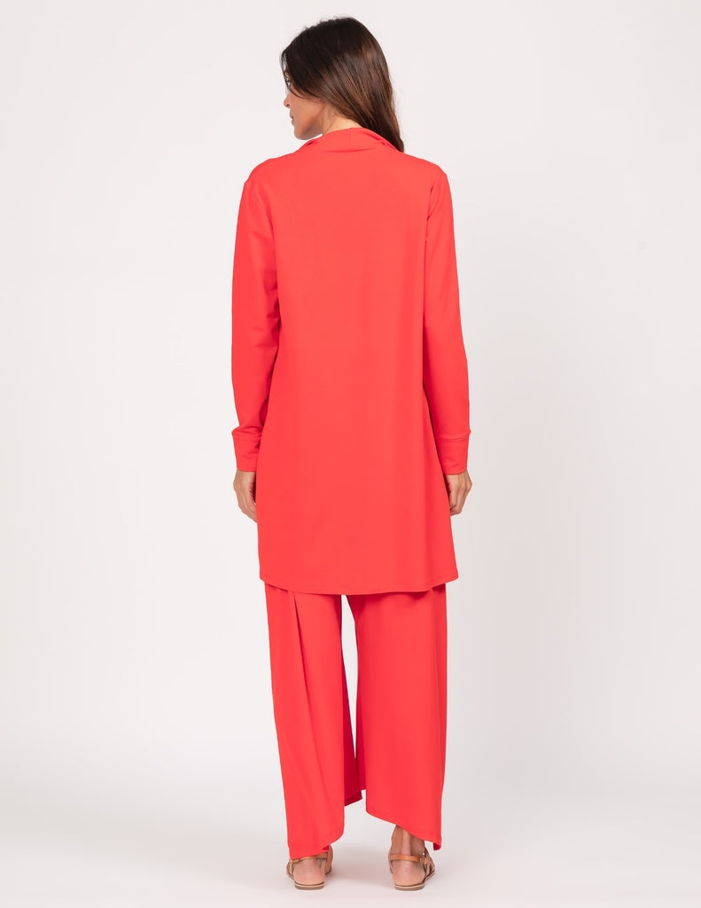 Conjunto Macacao Veronica Vermelho e Cardigan Longo Vermelho