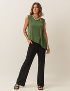 Conjunto Blusa Florence Verde Militar e Calça Elisa Preta