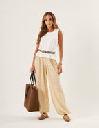 Conjunto Regata Ayla Off White e Calça Aladin Renda Off White