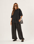 Conjunto Blusa Chiara e Calça Aladin Renda Preta