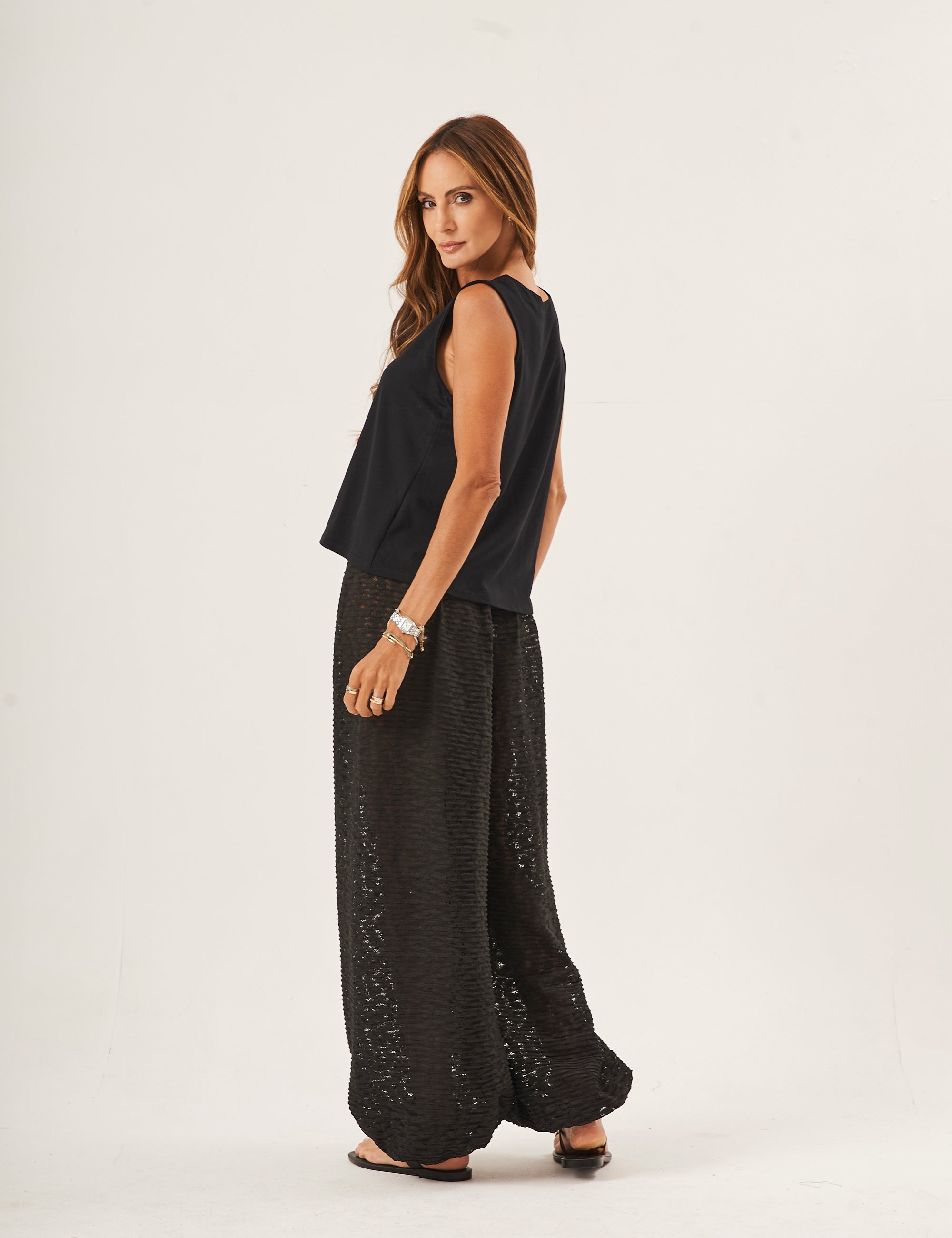 Conjunto Regata Ayla Preta e Calça Aladin Renda Preta