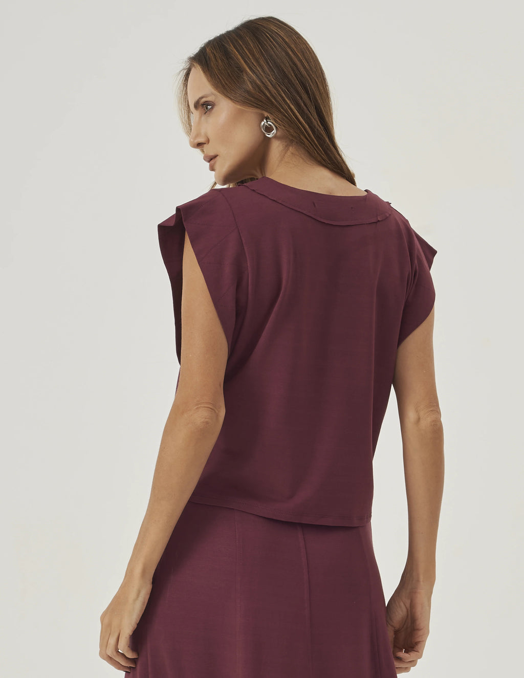 Kit Blusa Alessia: Off White, Marrom e Malbec Único
