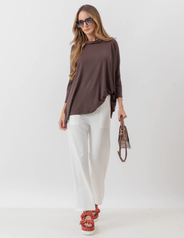 Blusa Gola Boba Oversized Marrom