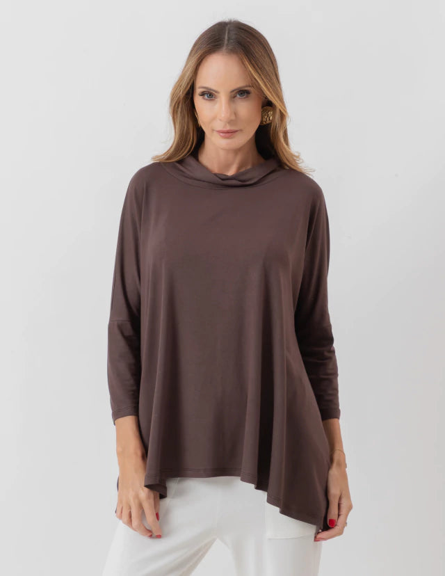 Blusa Gola Boba Oversized Marrom