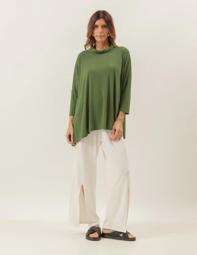 Blusa Gola Boba Oversized Verde Militar