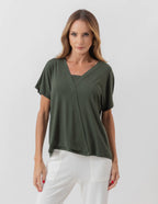 Blusa Transpassada Verde Militar