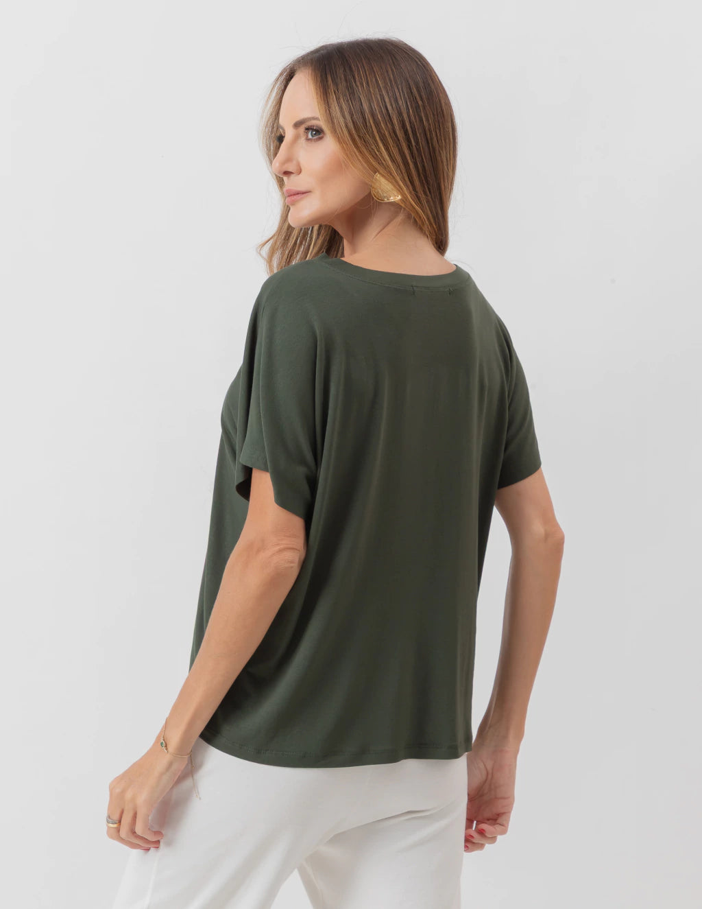 Blusa Transpassada Verde Militar