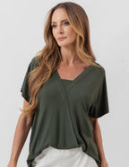 Blusa Transpassada Verde Militar