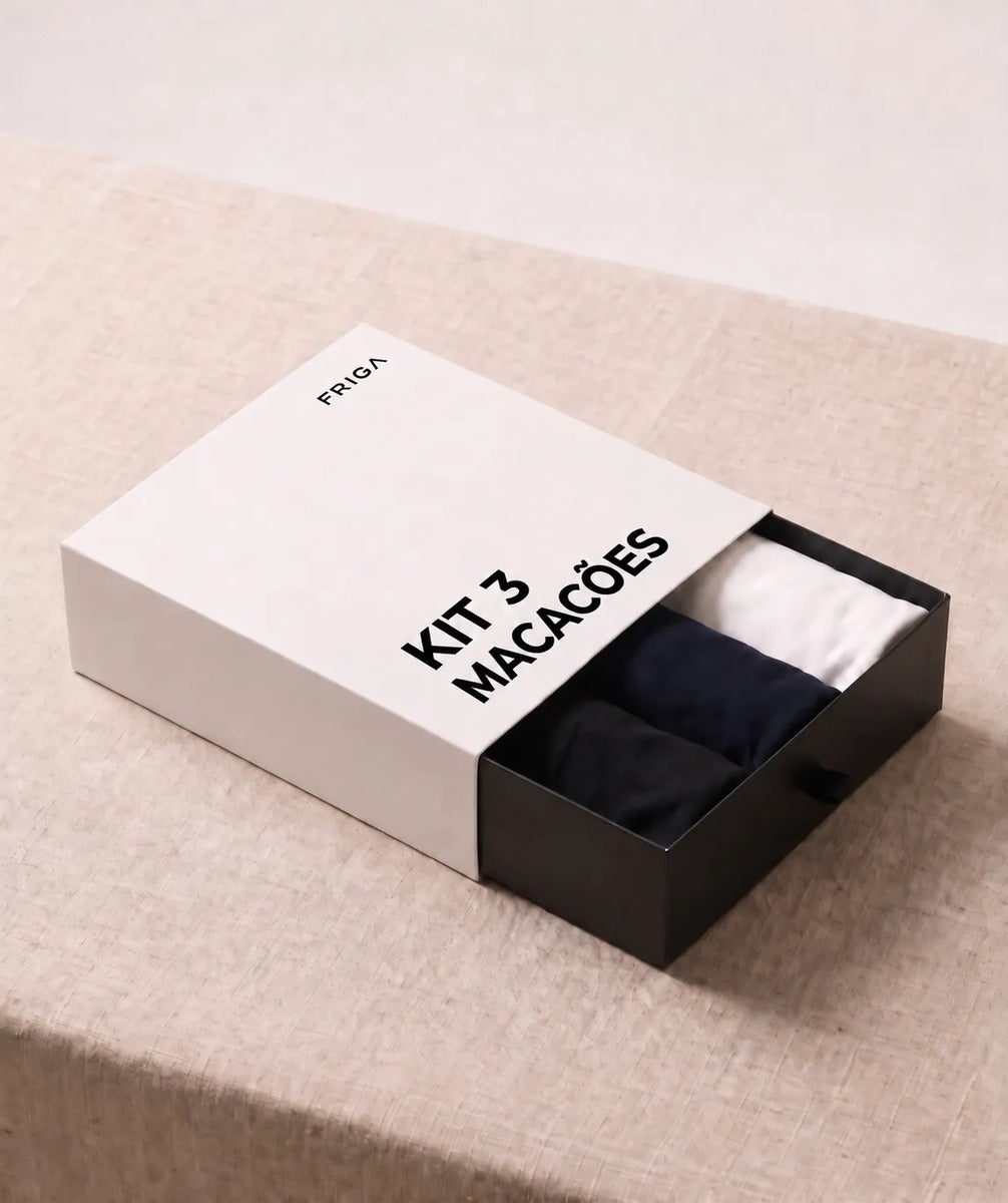 Kit Macacão Heloisa: Off White, Azul Marinho e Preto Único