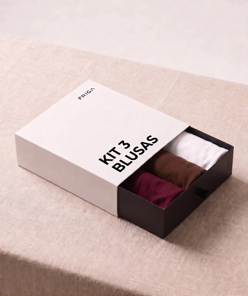 Kit Blusa Alessia: Off White, Marrom e Malbec Único