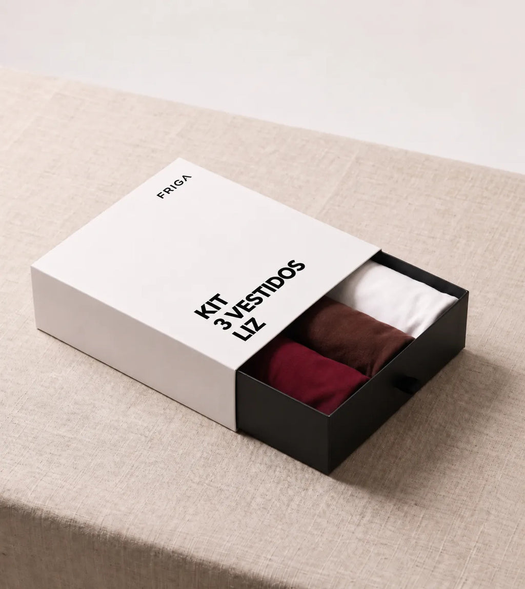 Kit Vestido Liz: Off White, Marrom e Malbec Único