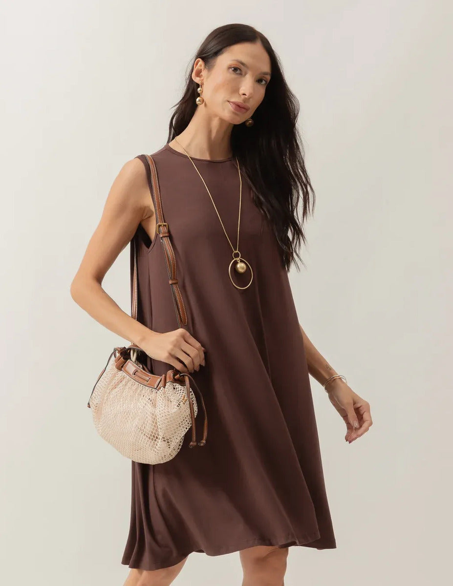 Kit Vestido Liz: Off White, Marrom e Malbec Único