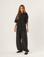 Conjunto Blusa Chiara e Calça Aladin Renda Preta