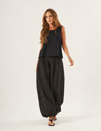 Conjunto Regata Ayla Preta e Calça Aladin Renda Preta