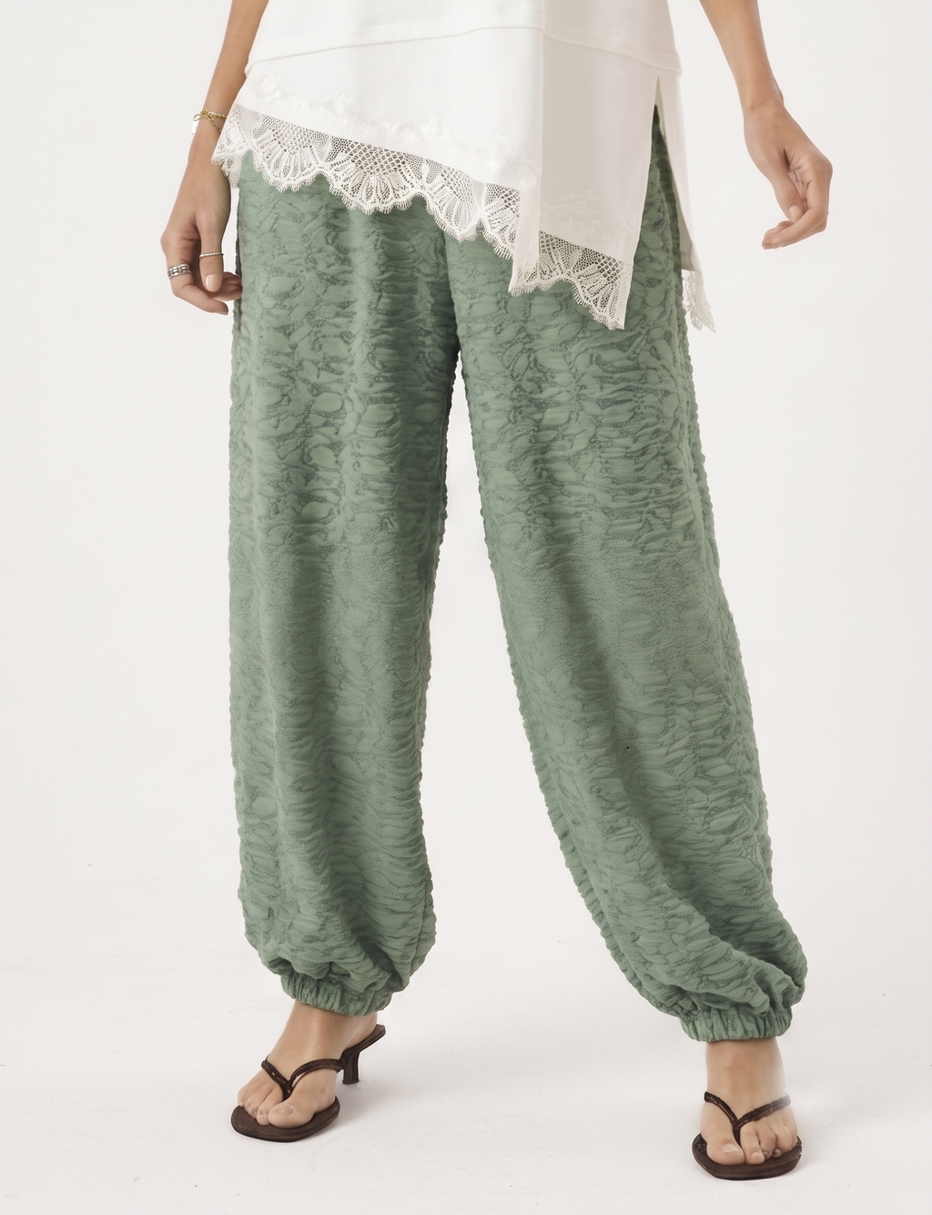 Calça Aladin Renda Verde Menta