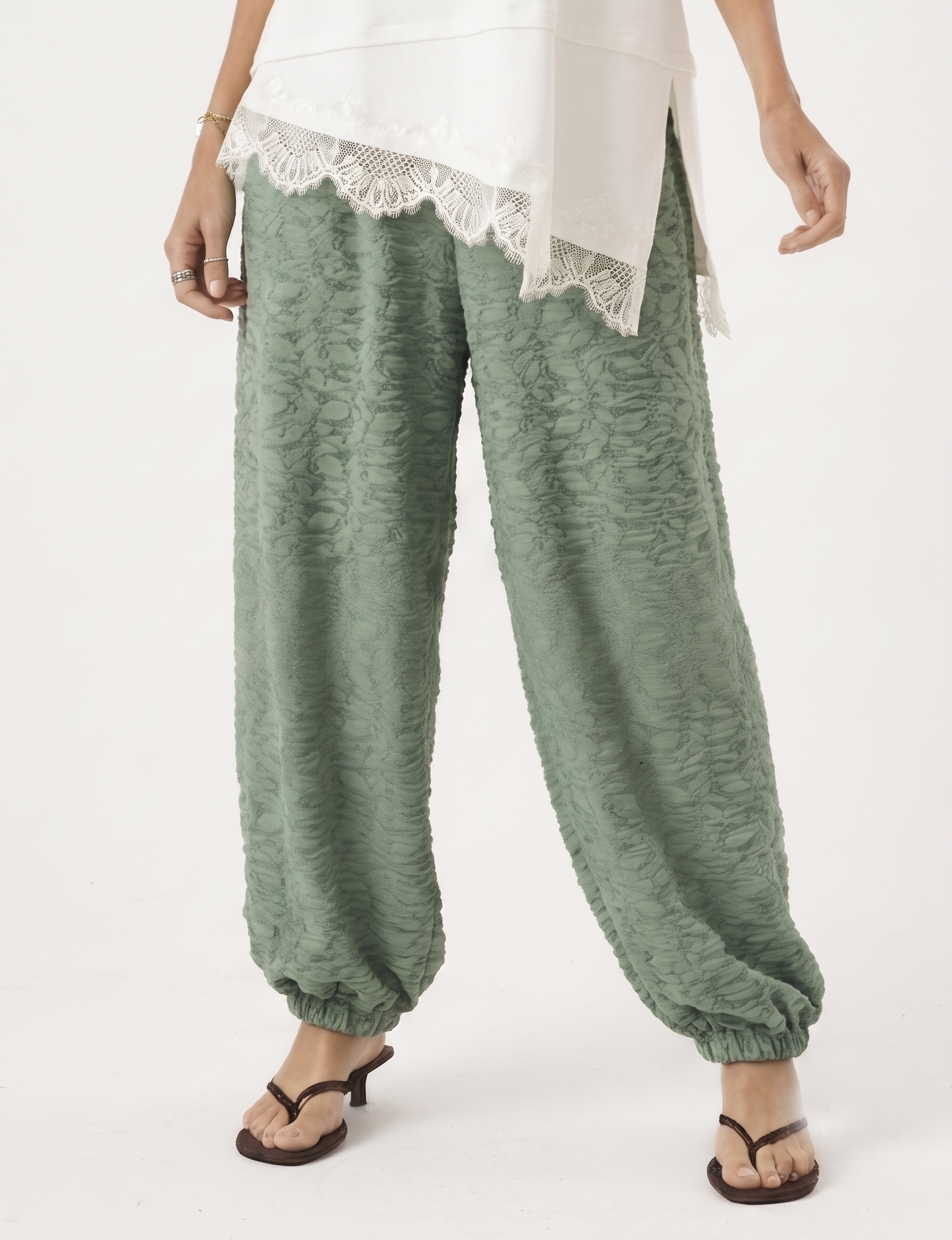 Calça Aladin Renda Verde Menta