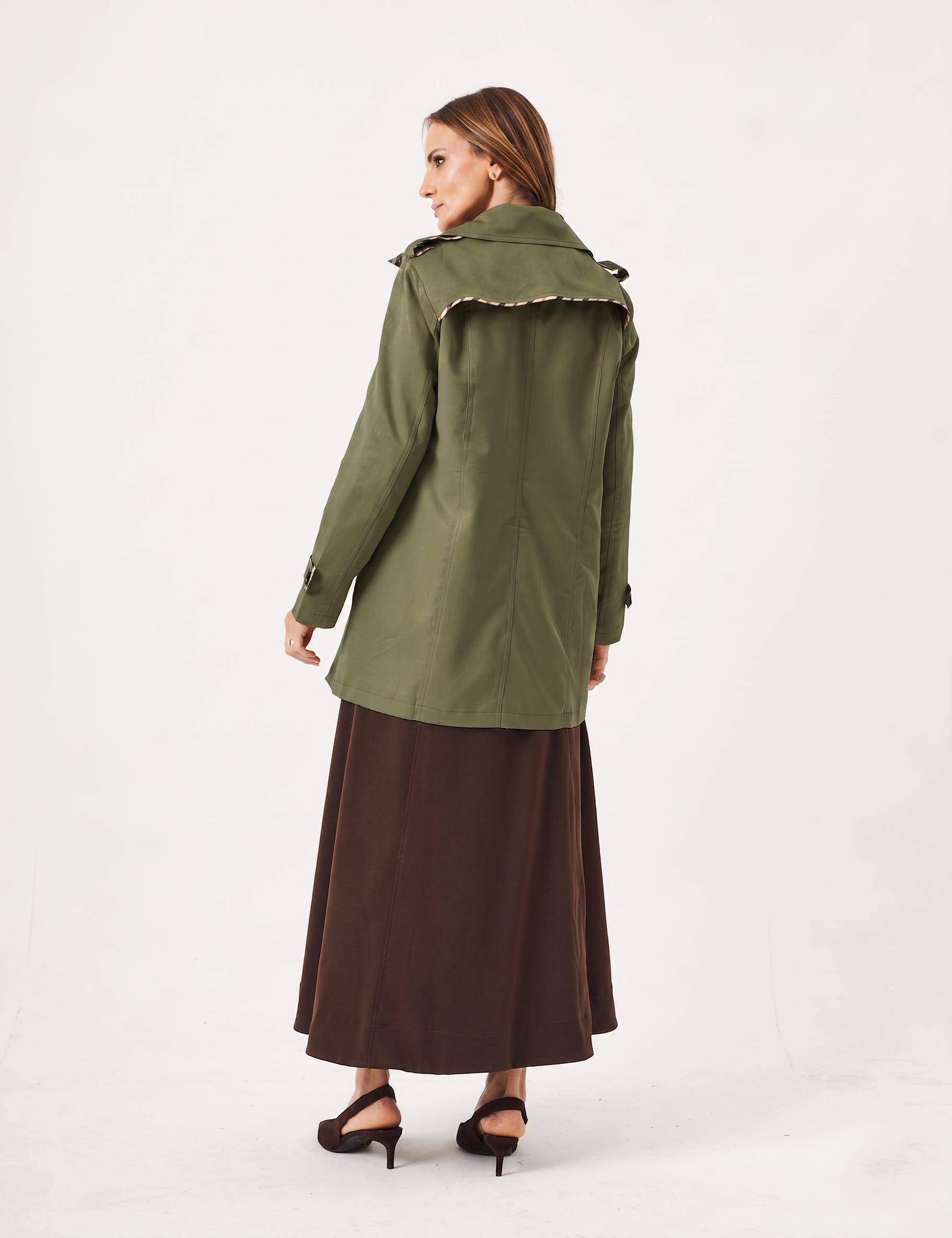 Jaqueta Trench Coat Verde Militar