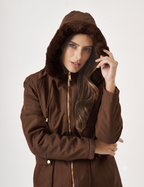 Casaco Maxi Com Touca Marrom