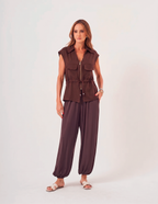 Conjunto Colete Havanna Marrom e Calça Aladin Marrom