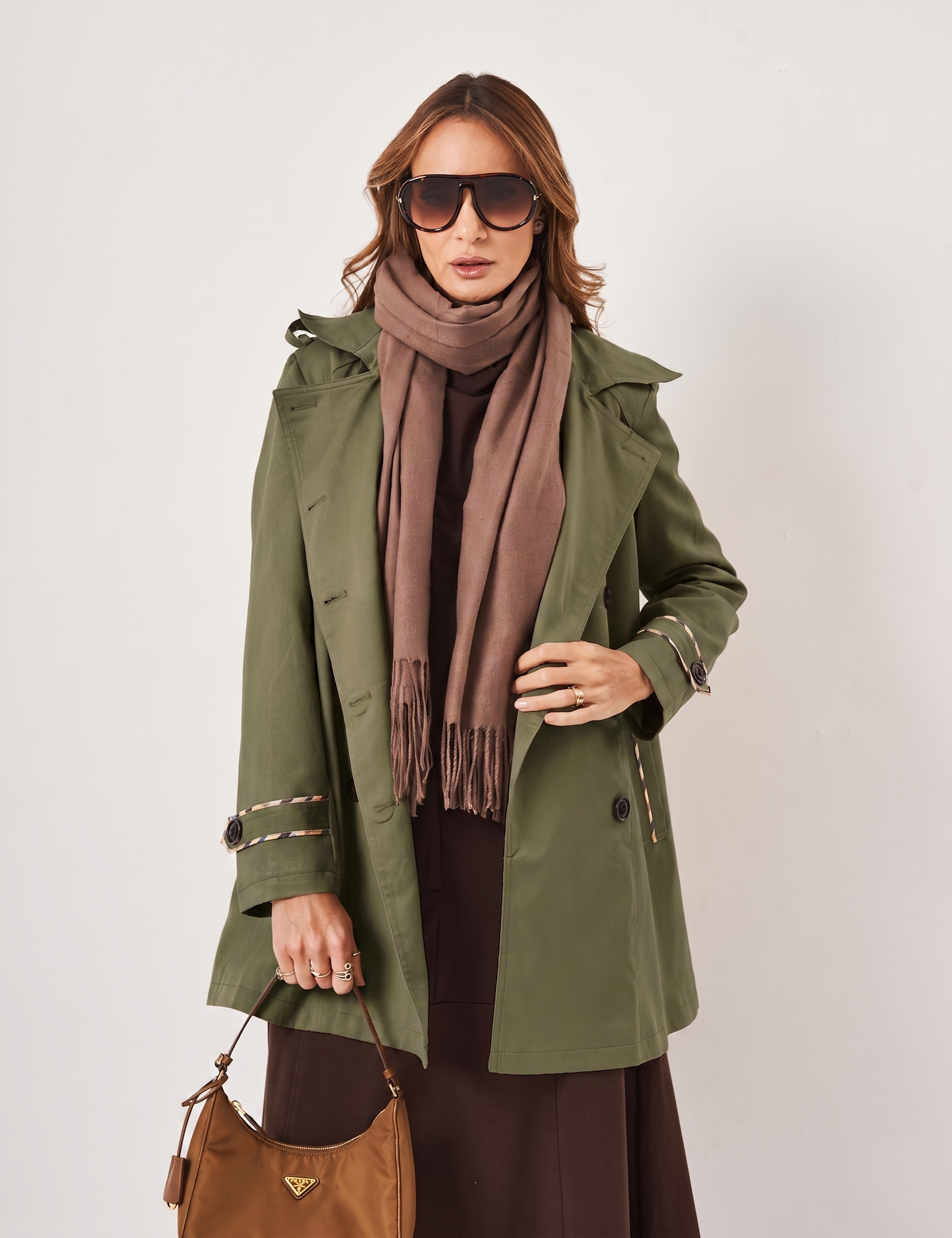 Jaqueta Trench Coat Verde Militar