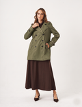 Jaqueta Trench Coat Verde Militar