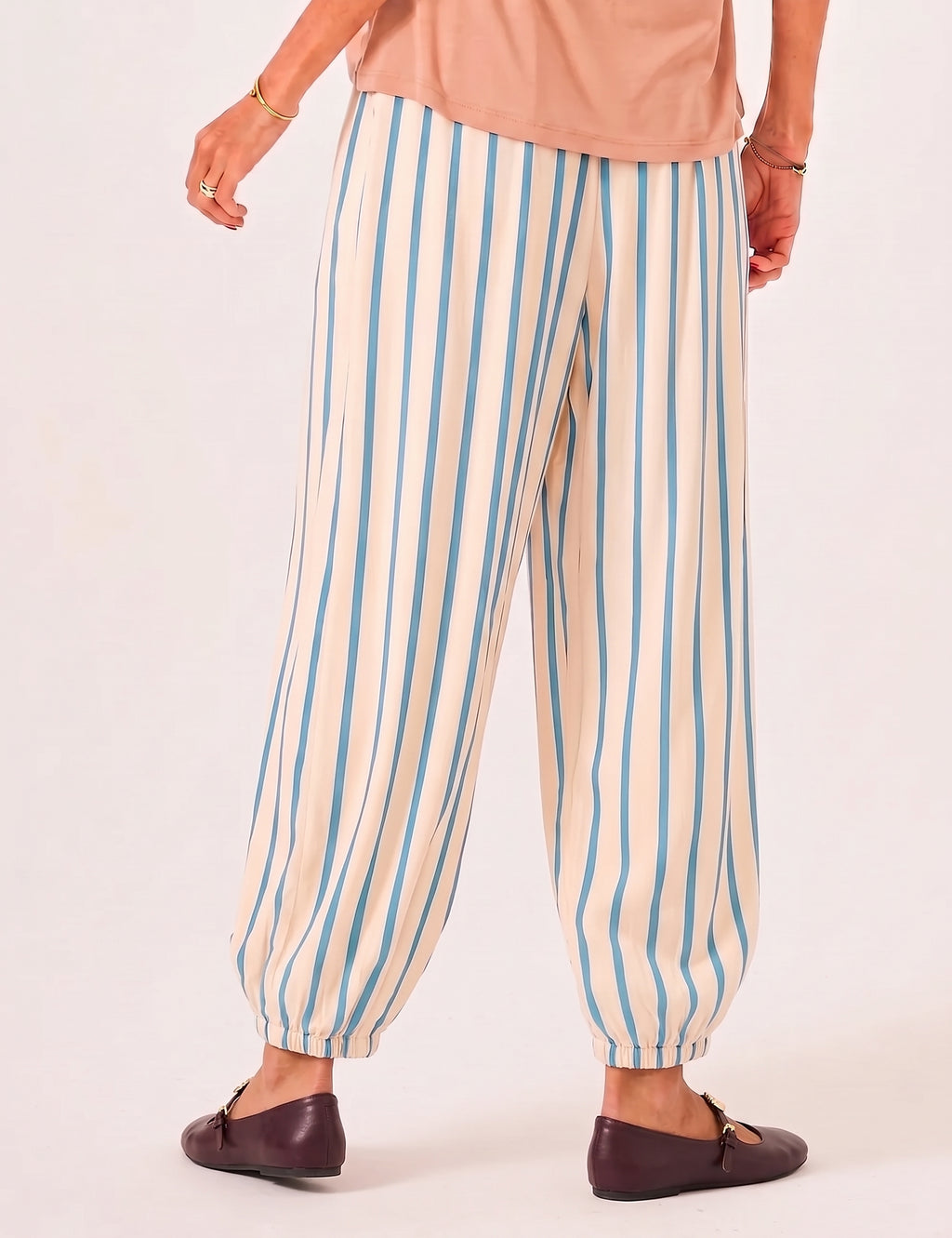 Calça Aladin Listras Azul Bebê