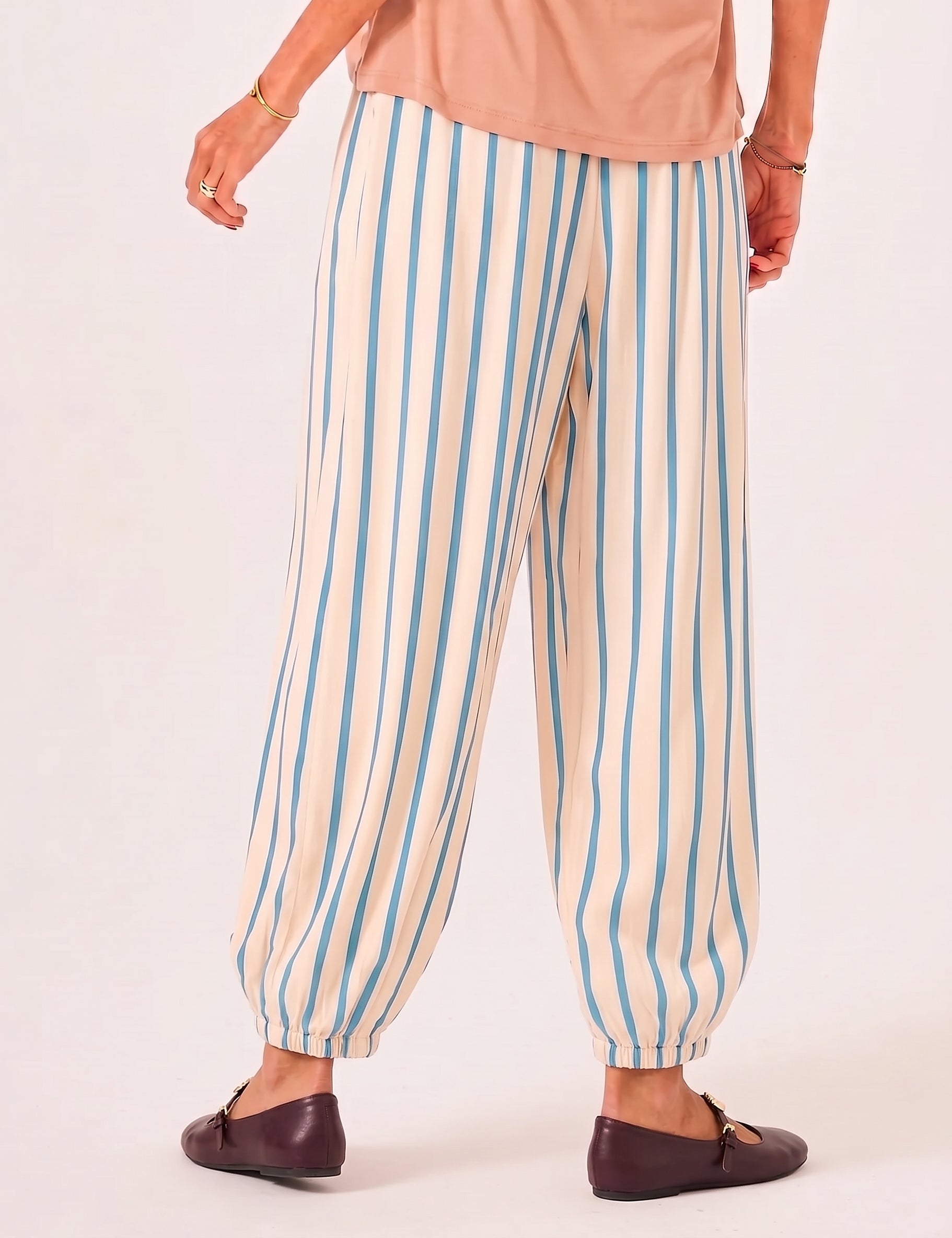 Calça Aladin Listras Azul Bebê
