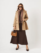 Conjunto Ayla Marrom Com Trench Coat Bege