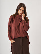 Conjunto Blusa Maya Malbec e Saia Ayla Marrom