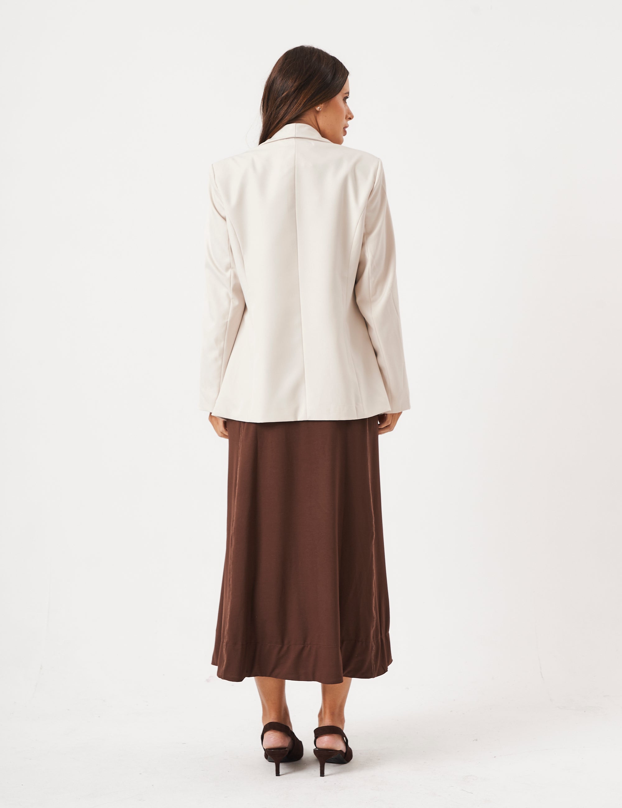Blazer Estruturado Off White com Botões Dourado