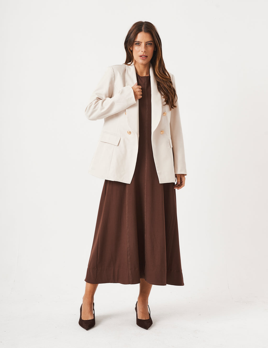 Blazer Estruturado Off White com Botões Dourado