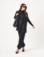 Blusa Tricot Gola Alta Oversized Preto