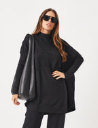 Blusa Tricot Gola Alta Oversized Preto