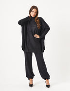 Blusa Tricot Gola Alta Oversized Preto