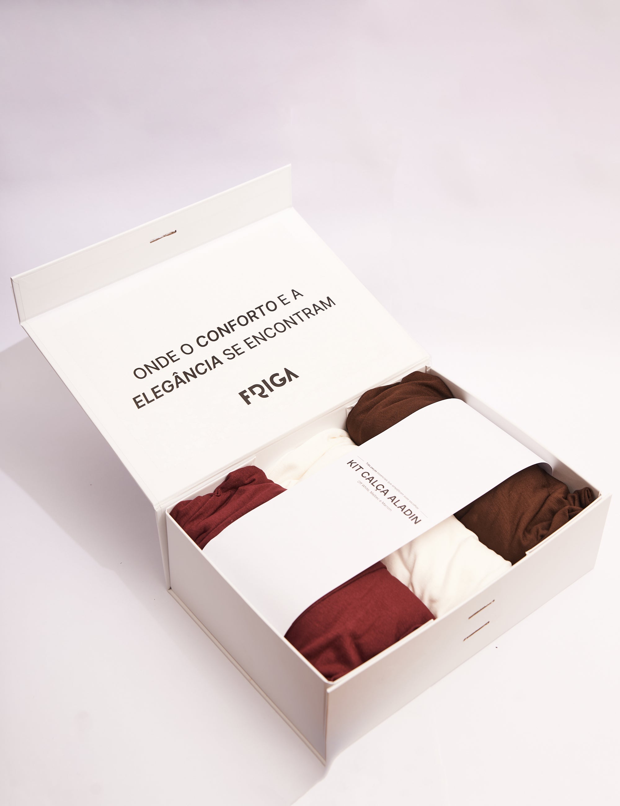Kit Calça Aladin: Off White, Malbec e Marrom