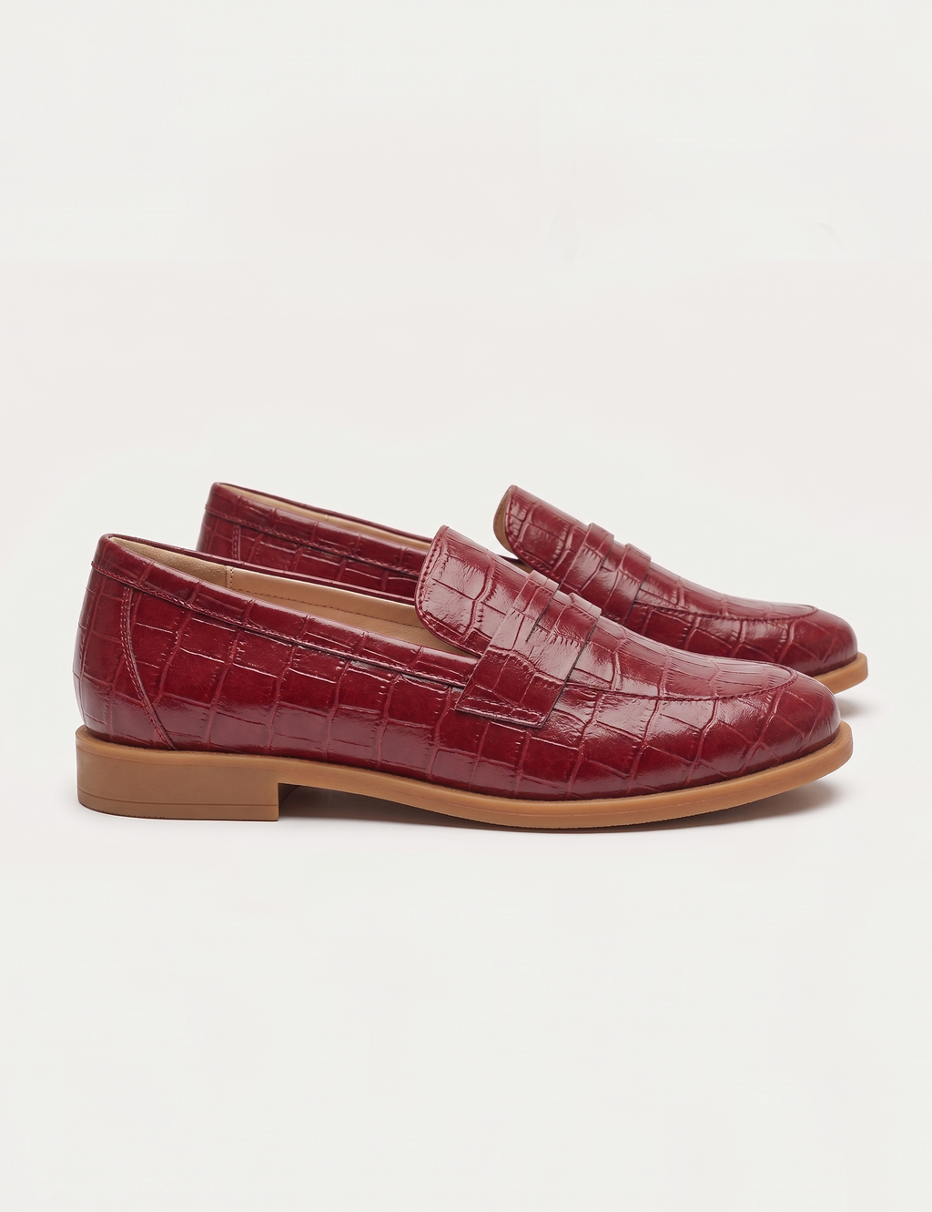 Sapato Loafer Croco Bordô