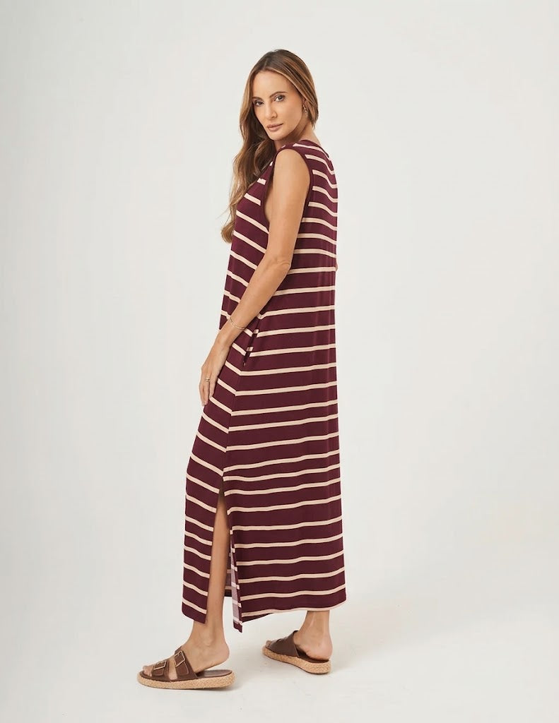 Vestido Clara Listras Canela