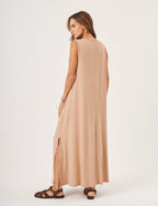 Vestido Clara Longo Bege