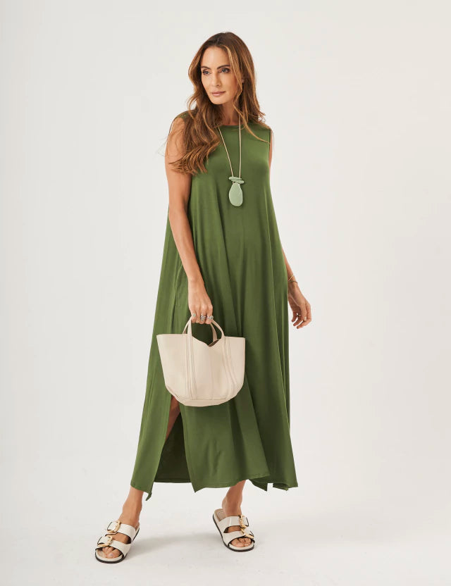 Vestido Longo Clara Verde Militar