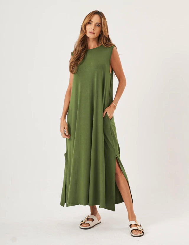 Vestido Longo Clara Verde Militar