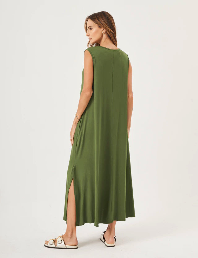 Vestido Longo Clara Verde Militar