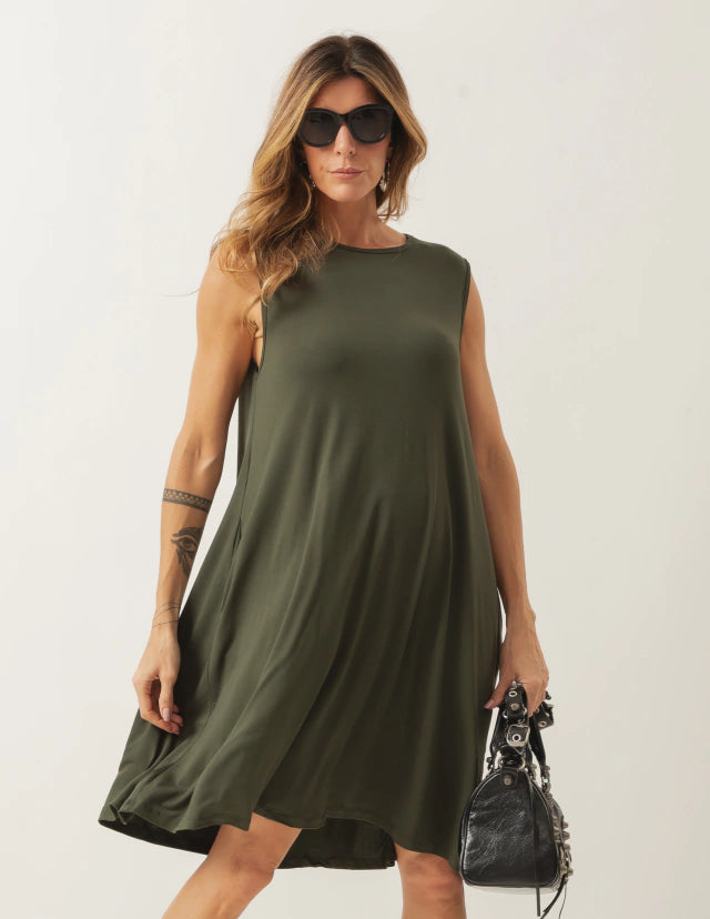 Vestido Liz Verde Militar