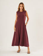 Vestido Pespontado Amelia Malbec
