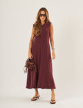 Vestido Pespontado Amelia Malbec