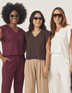 Kit Blusa Alessia: Off White, Marrom e Malbec Único