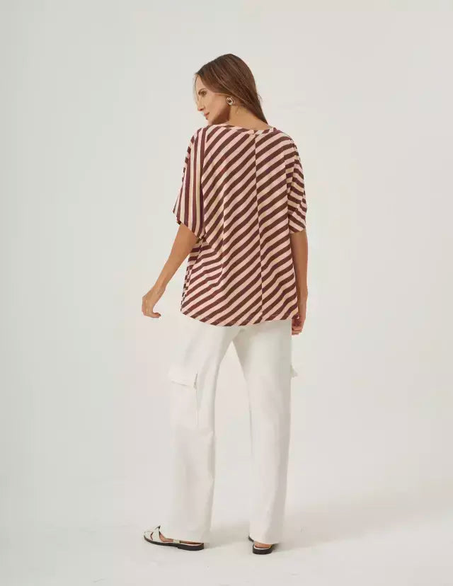 Blusa Elisa Listrada Bordo